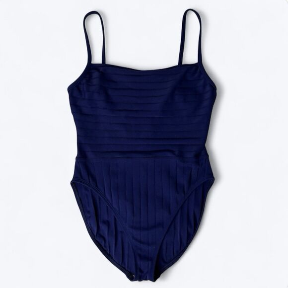 La Blanca by Rod Bettie One Piece Swimsuit Sz 16 Dark Blue Bathing Suit Textured - Picture 1 of 16